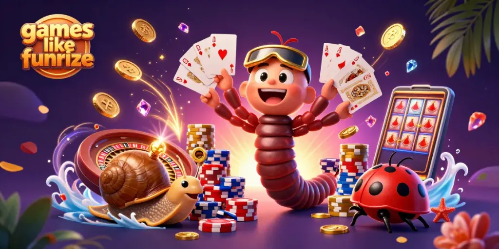 Play thrilling games like Funrize with a vibrant casino scene featuring exciting characters.