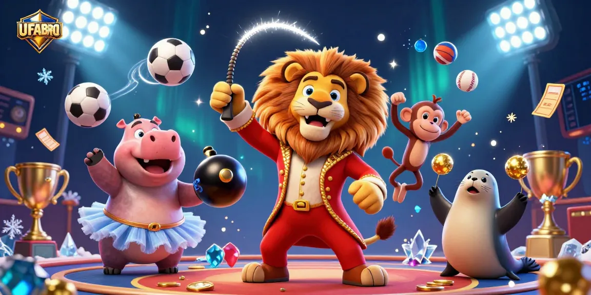 UFABRO showcases vibrant casino action, featuring engaging characters and dynamic sports elements.