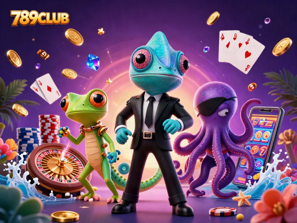 Experience the thrill of gaming at 789CLUB with vibrant 3D casino characters and dynamic elements.