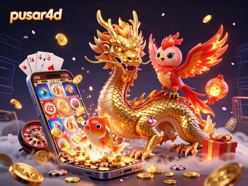 Menggandakan keseruan permainan slot di pusar4d dengan naga emas dan phoenix berapi.
