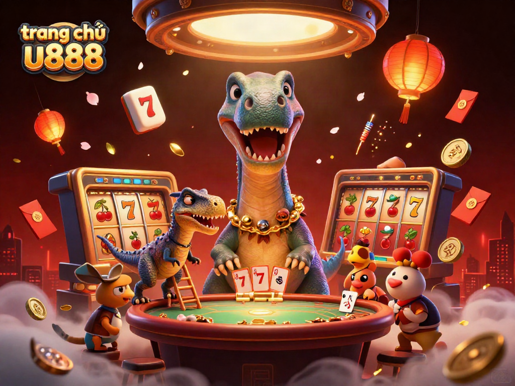 Engage with thrilling games at trang chủ u888, featuring a lively casino scene with unique characters and elements.