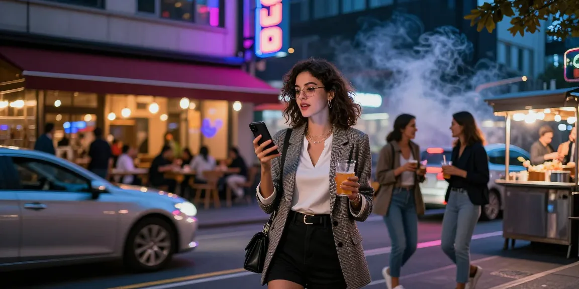 Gái gọi tận hưởng không khí thành phố sôi động vào buổi tối.