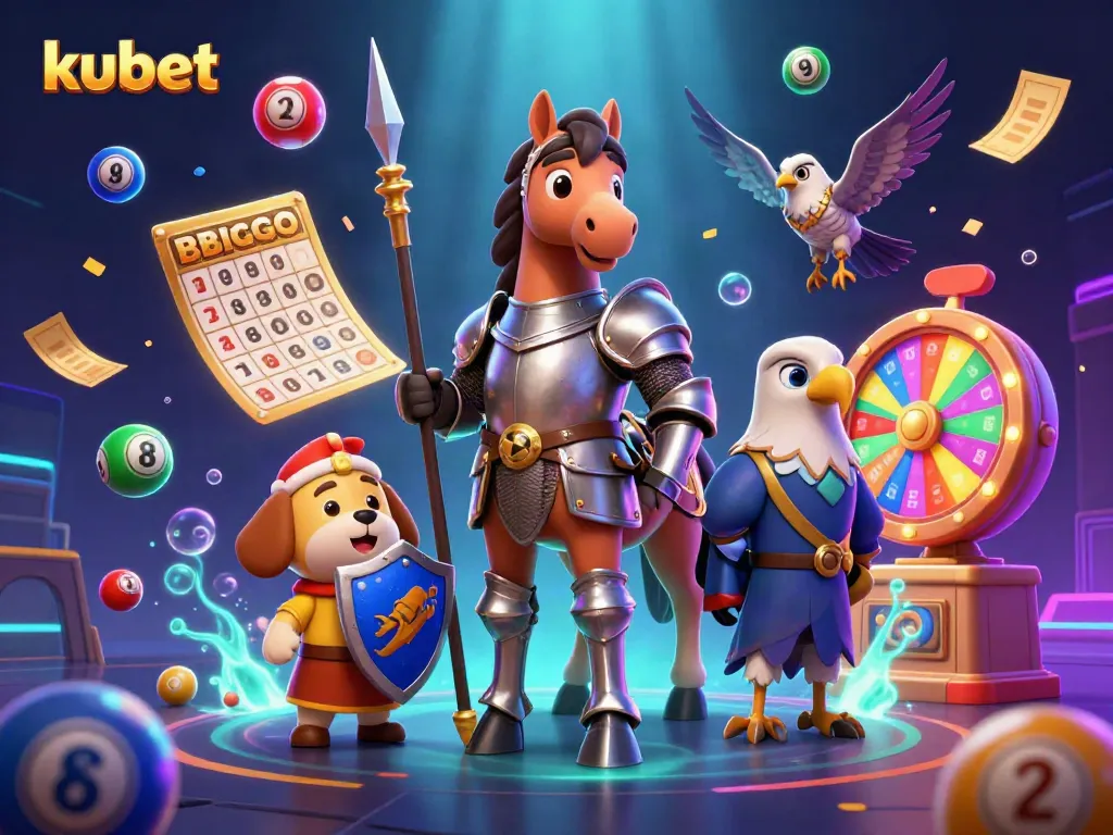 Experience kubet fun with a medieval knight, a puppy squire, and a falcon in a dynamic gambling scene.