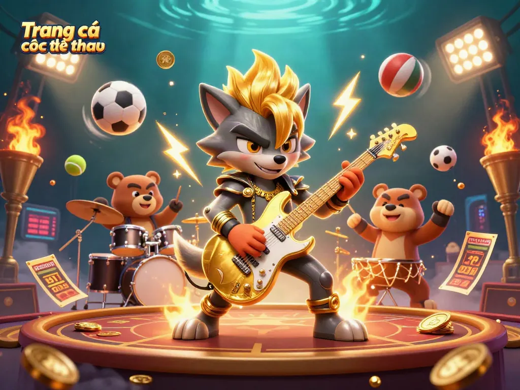 Engage in Trang cá cược thể thao with dynamic sports balls and thrilling casino elements in this vibrant scene.