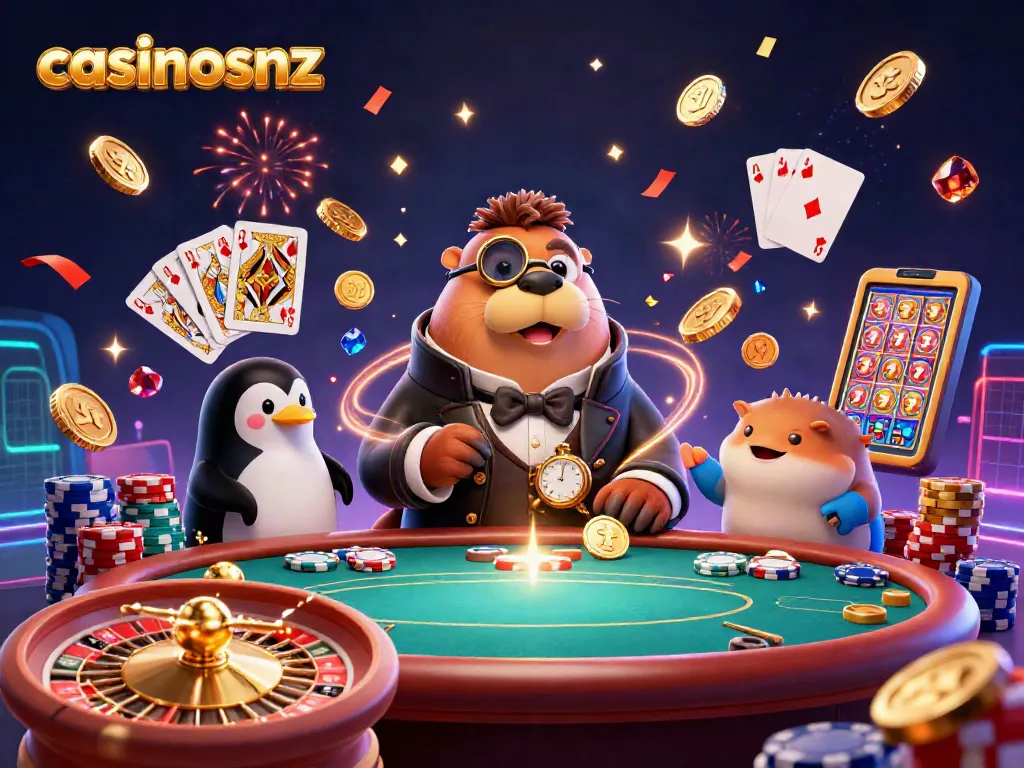 Experience the excitement of casinosnz with a lively poker scene featuring unique underwater creatures and casino elements.