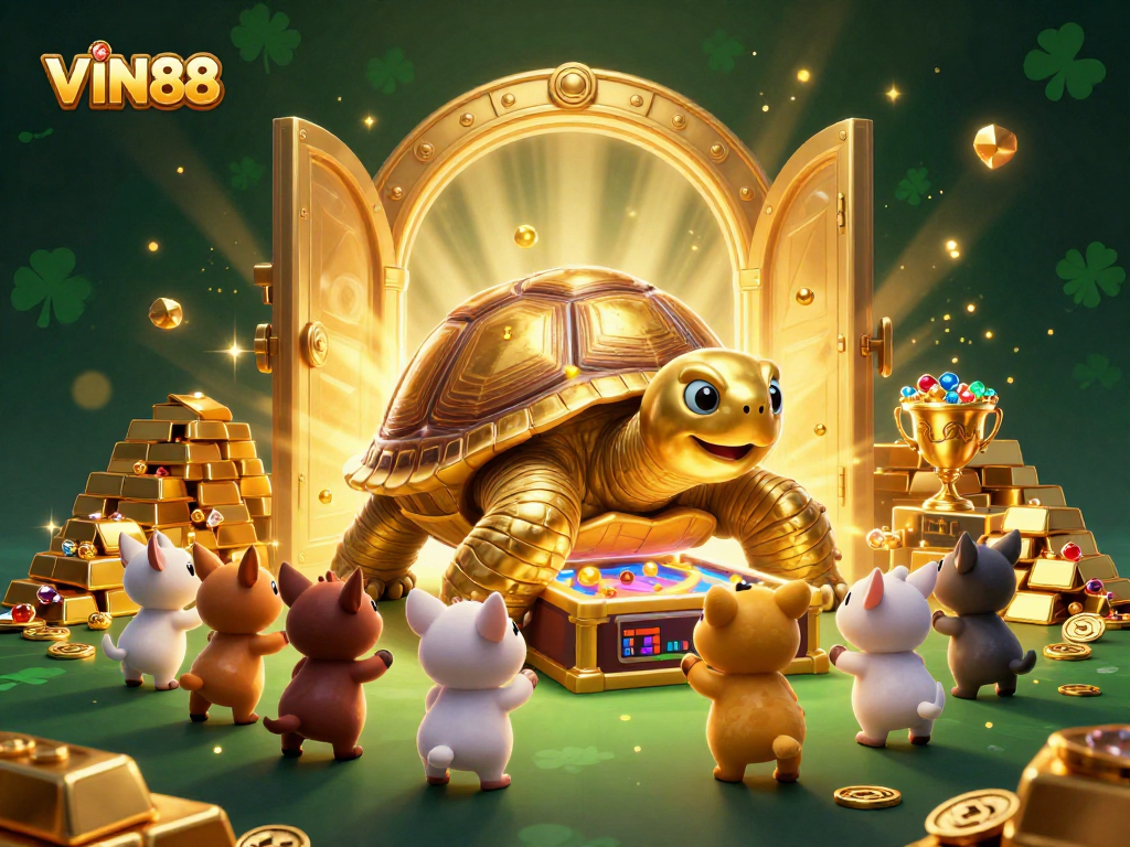 Engage with thrilling mint games at VIN88 while the golden tortoise entertains players.