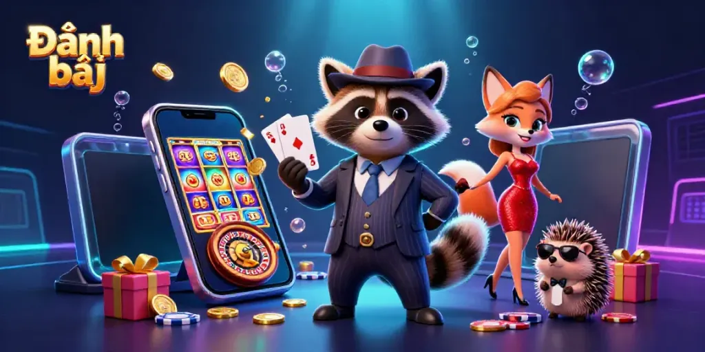 Engage in Đánh bài with vibrant characters and thrilling elements in a captivating casino scene.