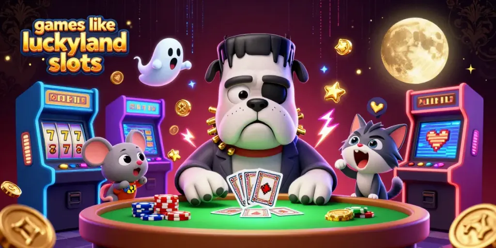 Play exciting games like LuckyLand Slots with thrilling characters and vibrant casino elements.