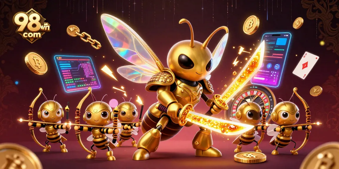 Engage with 98win com at this vibrant 3D illustrated casino scene showcasing gaming excitement.