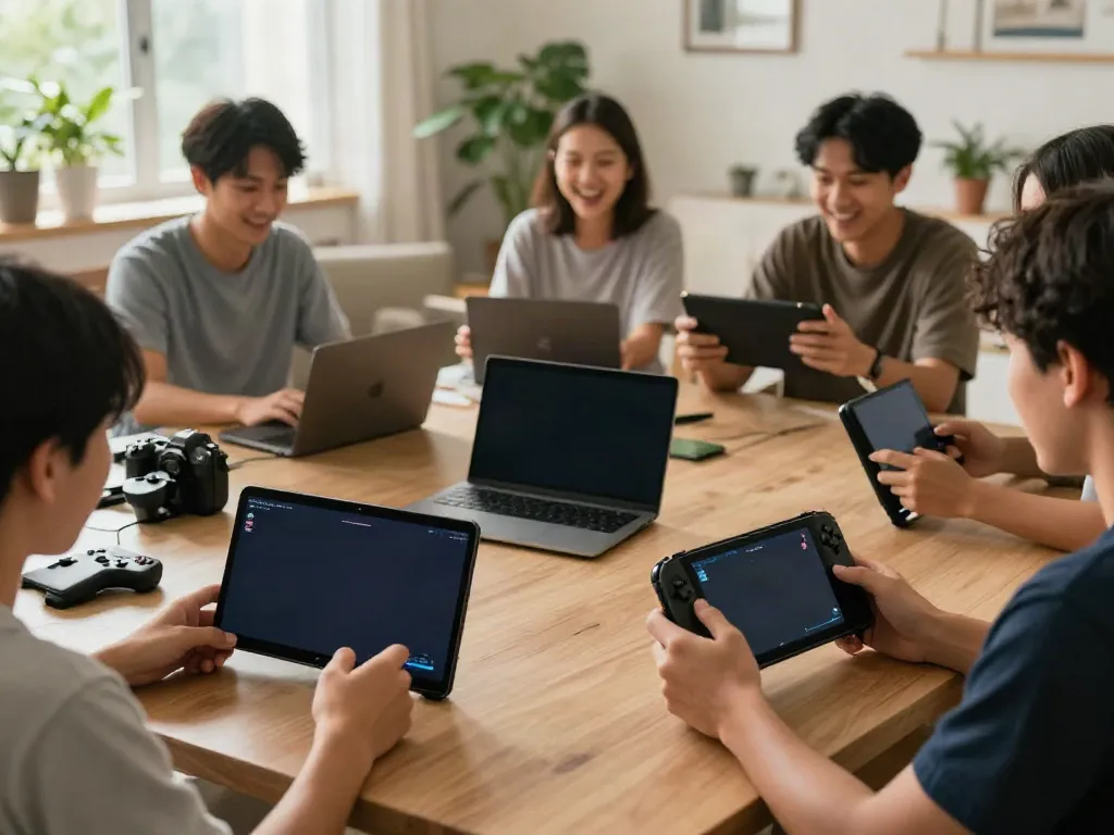 Enjoying yono games at home with friends in a cozy environment, showcasing diverse gameplay.