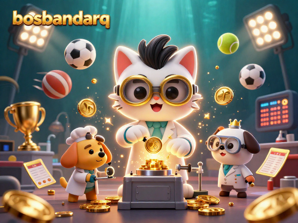 Experience the excitement of bosbandarq with a thrilling 3D illustration of gaming energy and dynamic sports elements.