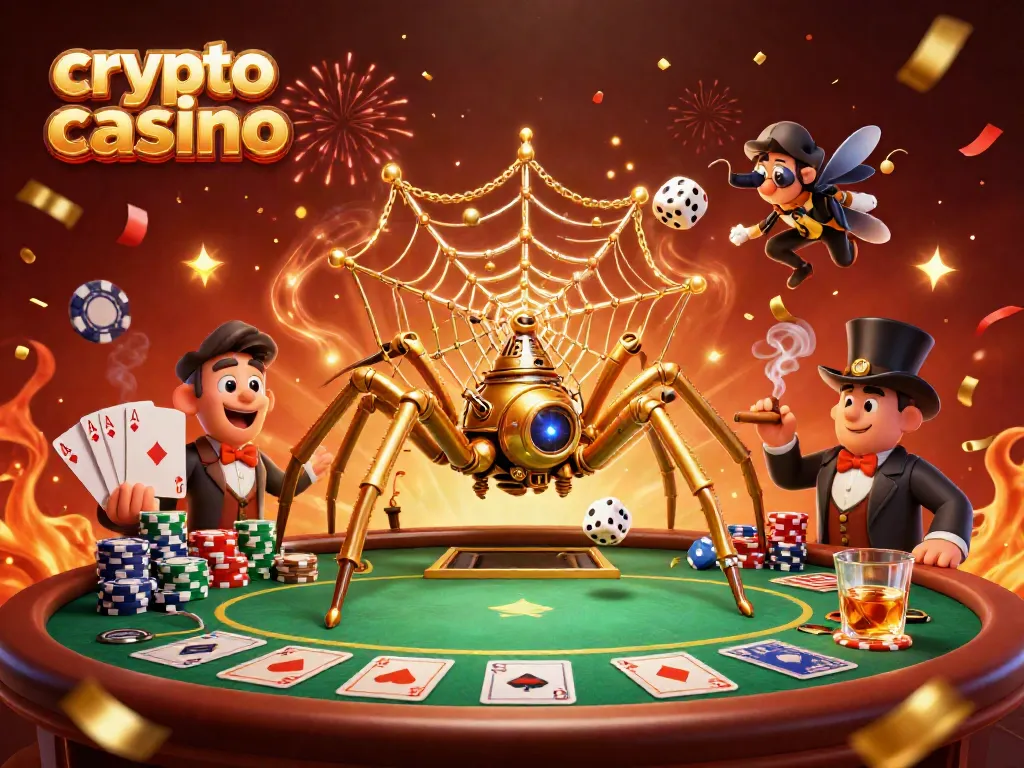 Engage in the immersive world of a crypto casino with this vibrant illustration of gaming elements.