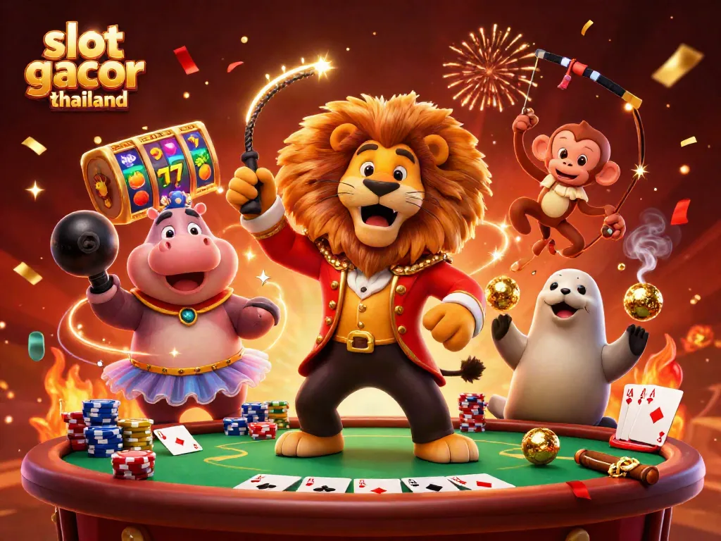 Engage in thrilling slot gacor thailand adventures with an energetic 3D illustration showcasing casino excitement.