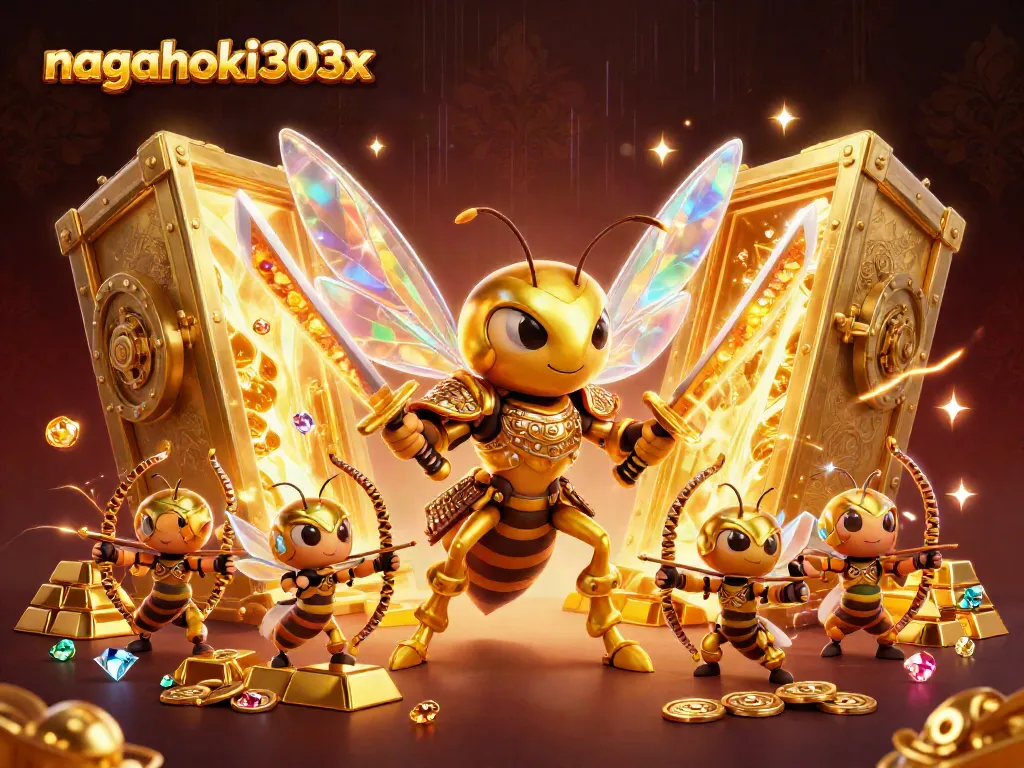 Nagahoki303x, bermain slot dengan karakter unik di antara tumpukan harta karun berkilauan