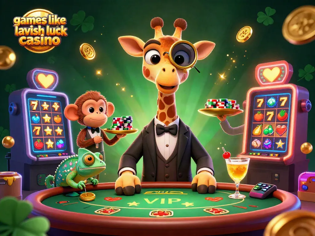 Experience games like lavish luck casino with a vibrant gaming scene featuring unique characters and vibrant casino elements.