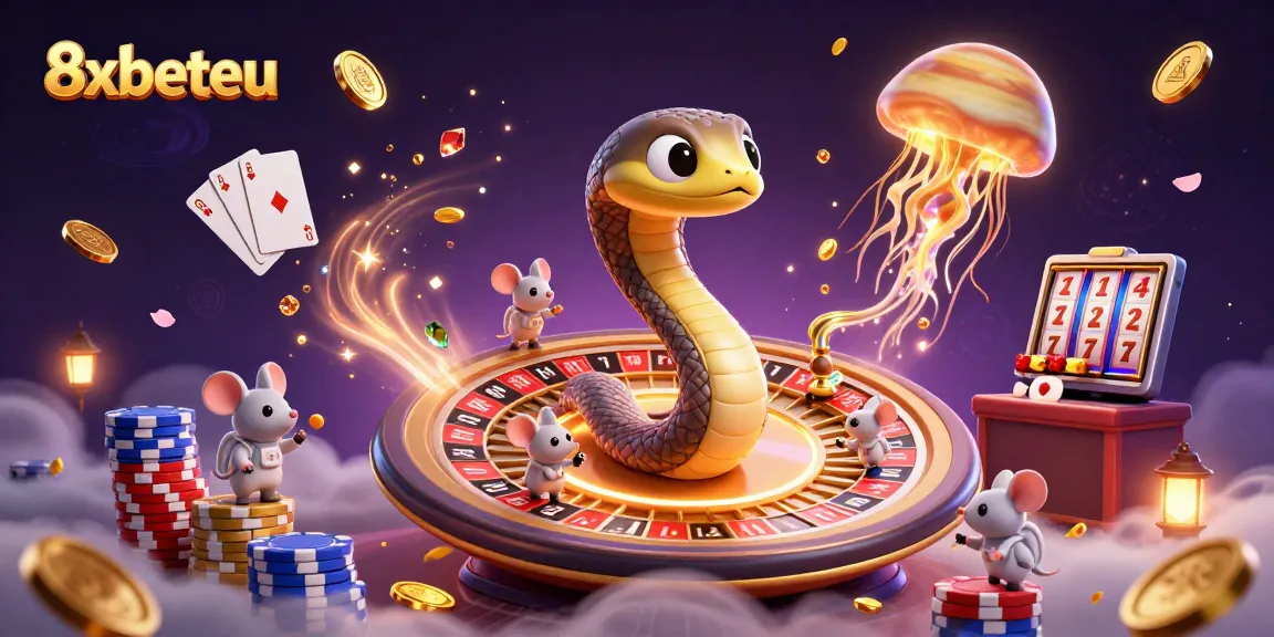 Experience thrilling bets with 8xbeteu in a cosmic casino adventure featuring animated characters.