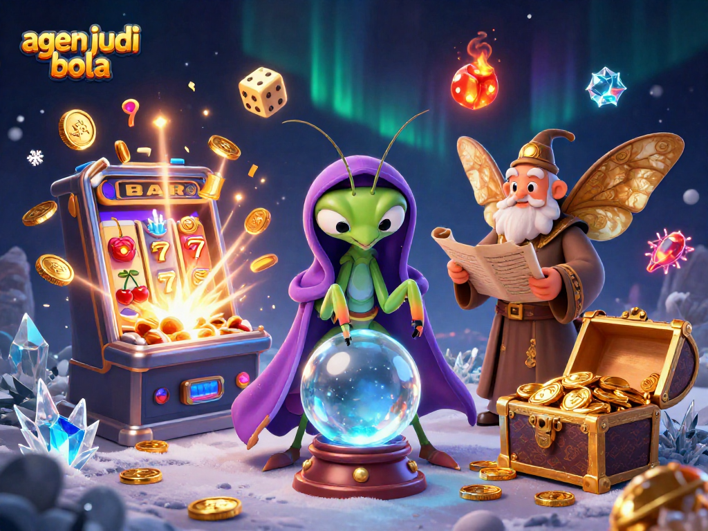 Experience thrilling agen judi bola action with vibrant characters and dynamic casino elements in this vibrant illustration.