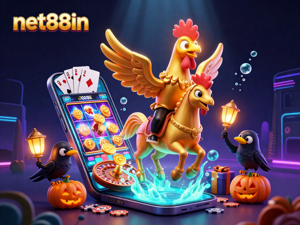 Play the exciting games at net88in, featuring vivid visuals of 3D slot games and golden rewards.