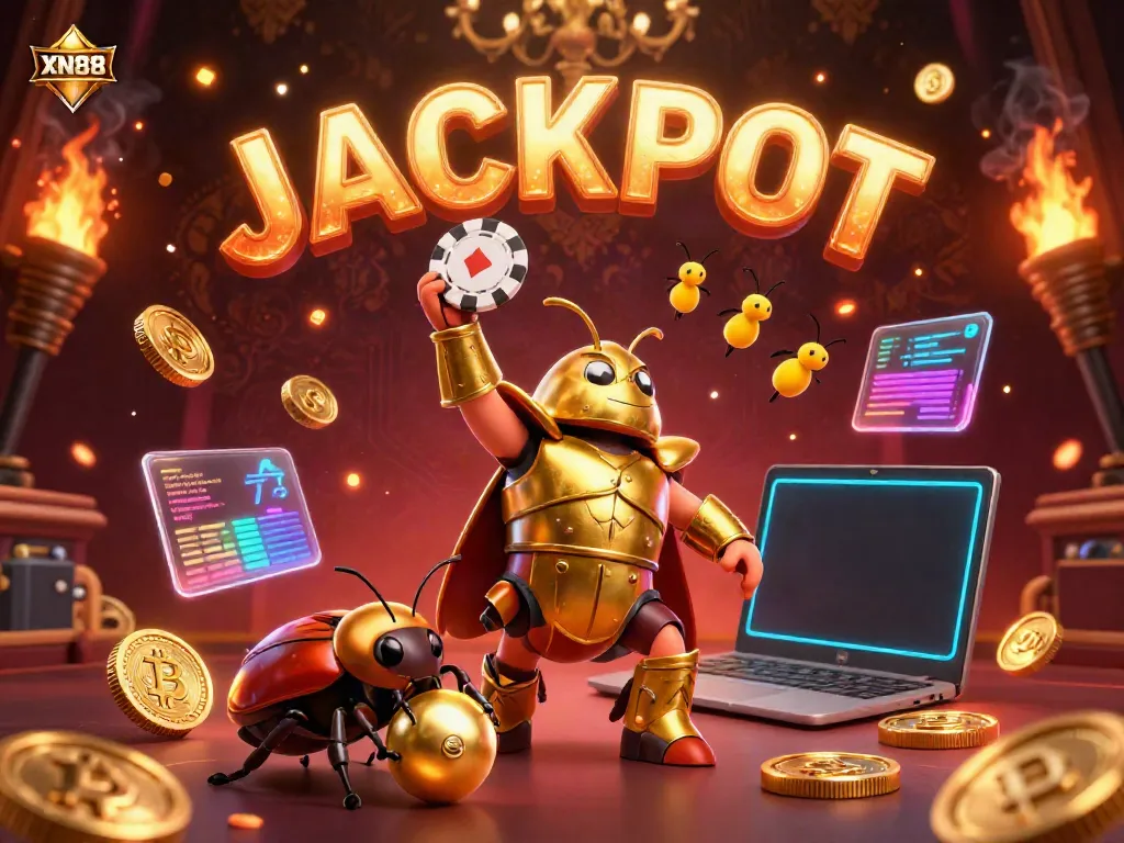 Play against the odds with XN88 in this vibrant 3D casino scene, featuring lucky elements that promise jackpots.