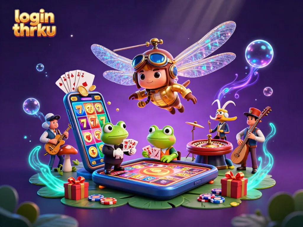 Engage with exciting slot experiences as you login thrku, featuring dynamic casino scenes with vibrant characters.